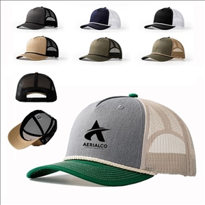 Blank 5 Panel Structured Green Cotton Trucker Hat With Rope